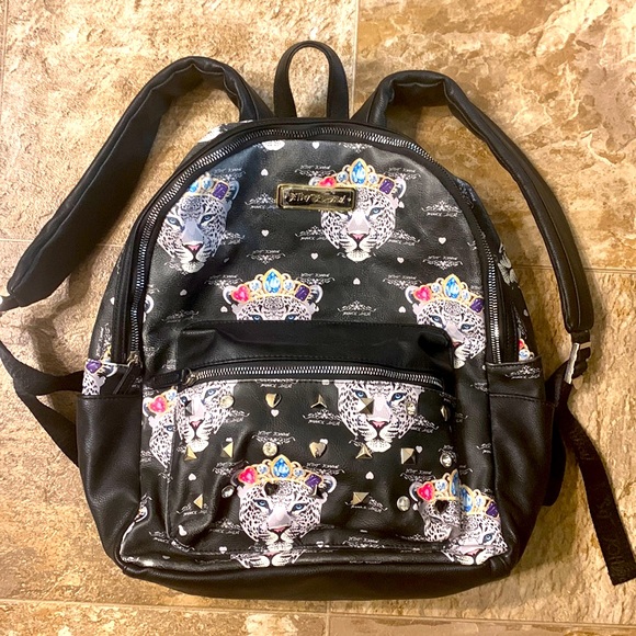 Betsey Johnson Jewel Crown Jaguar Studded Backpack - Picture 1 of 5